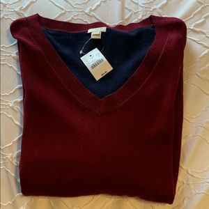 Maroon & Navy v neck sweater